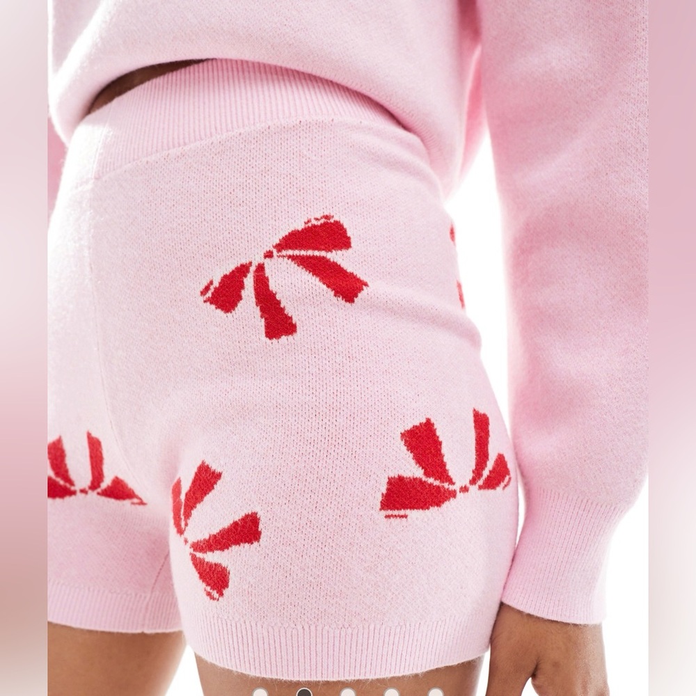 Cotton On Pink Knit Short with Bow Print NWT M